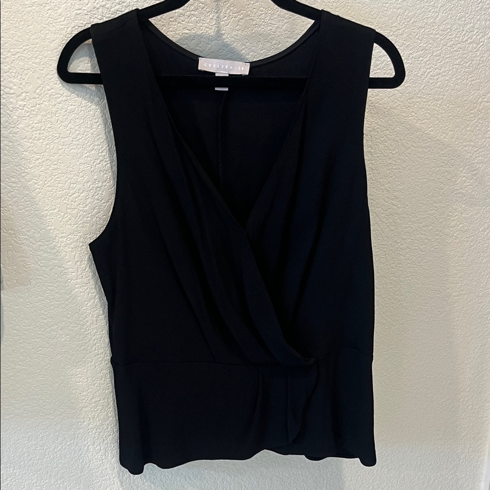 Chelsea28 Black peplum Sleeveless Blouse